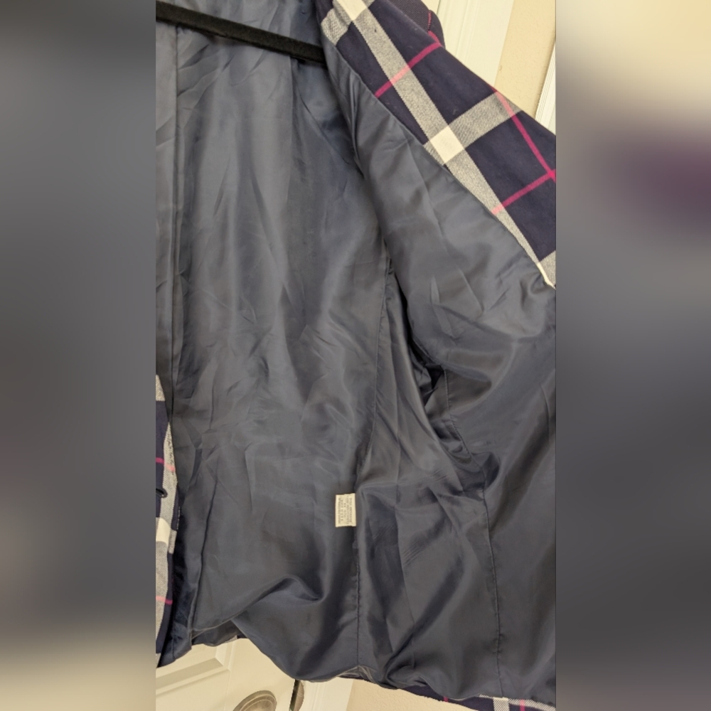 VTG Navy & Pink Plaid Double Breasted‎ Blazer - Picture 11 of 13